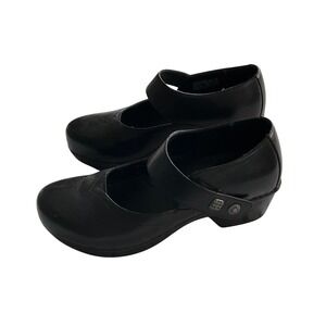Dansko Mary Jane Clogs Women 38 Black Leather Strap Block Heel 4801020200